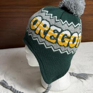 Oregon Ducks Knit Ear Flap Tassel Pom Beanie Knit TOW NCAA Pac-12 Big 10